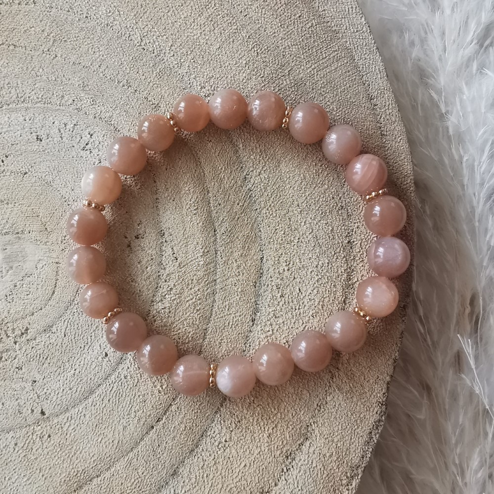 Bracelet FLEURS pierre de soleil doré